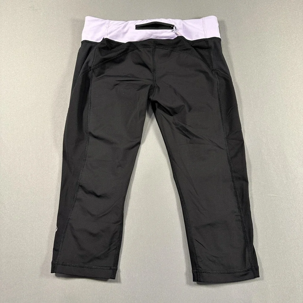 Lululemon Leggings Womens 10 Black Colorblock Capri Yoga Athletic Gym Ruched